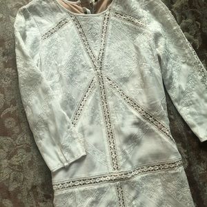 White maxi dress with lace and entredeux NWT